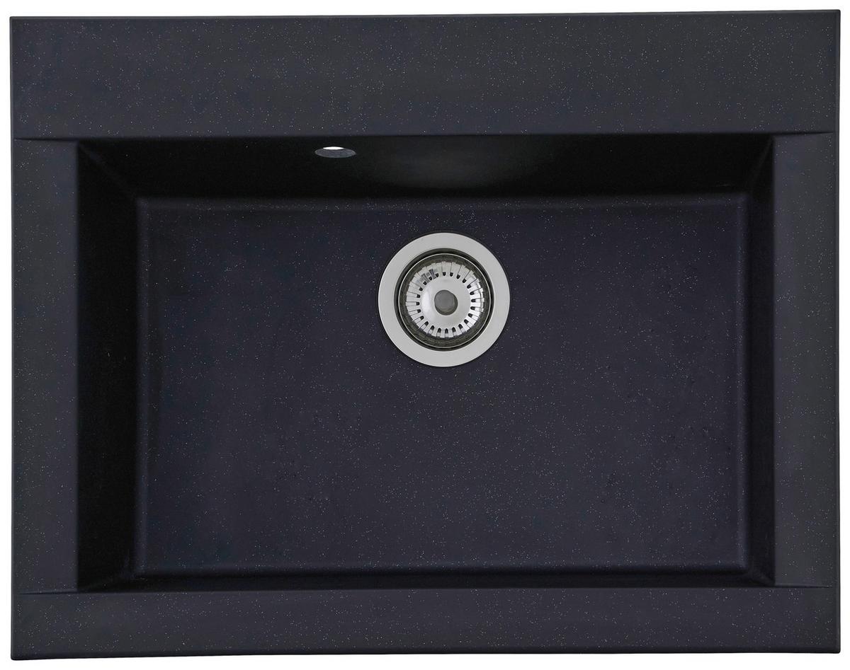 Einbauspüle Ohio ca. 66x21x50 cm Schwarz - Schwarz, Trend, Glas/Kunststoff (66/21/50cm) - Respekta