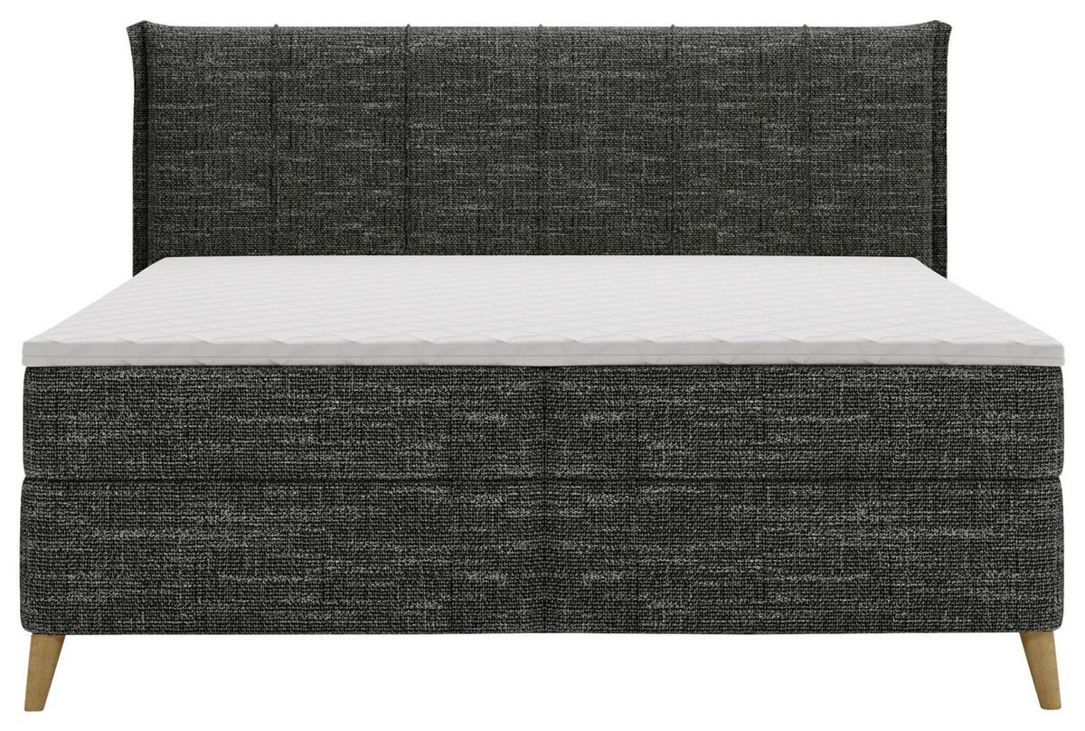 Boxbett Veloria Schwarz ca. 160x200cm - Schwarz, KONVENTIONELL, Textil/Metall (160/200cm) - Based