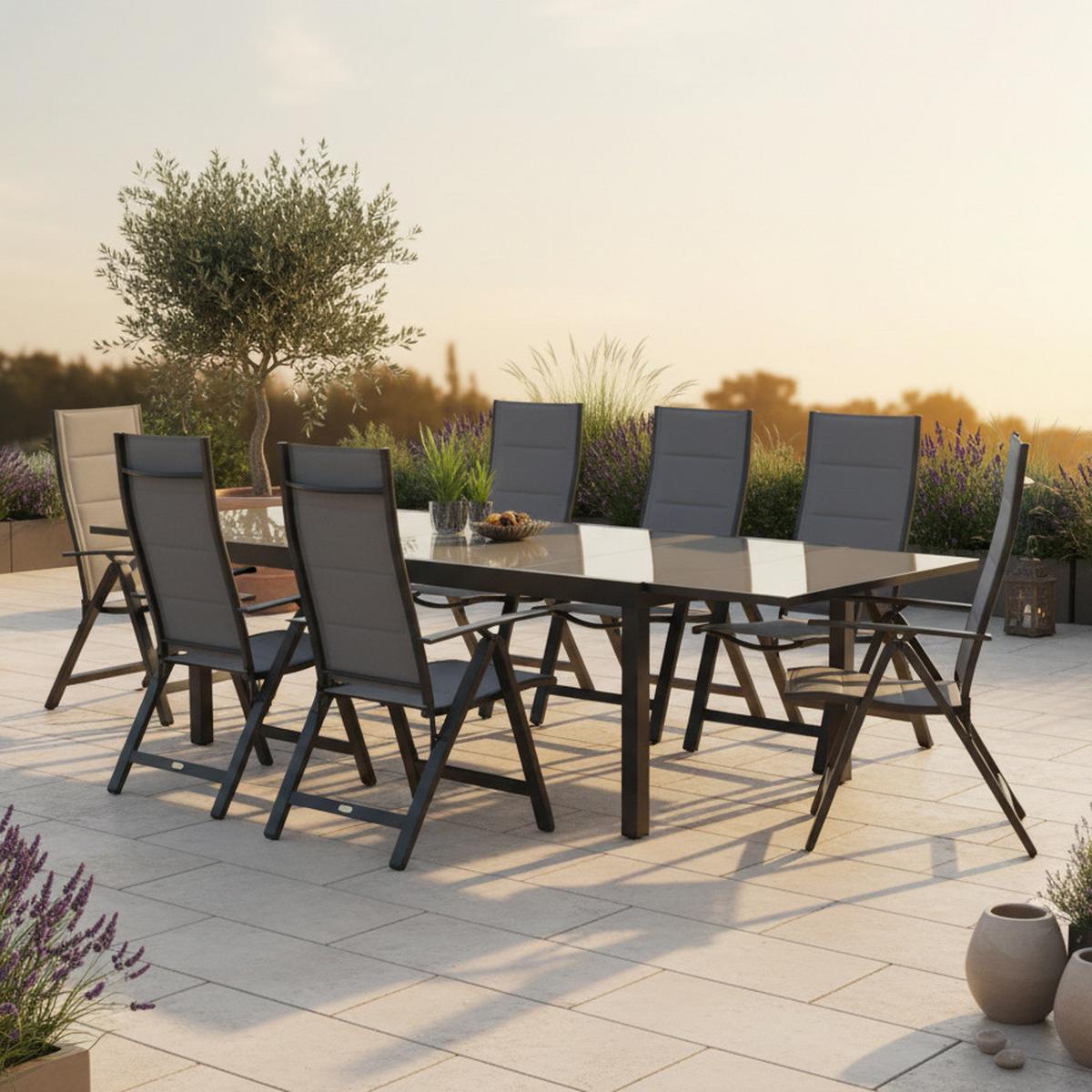 GARTENSET FLORENZ - Graphitfarben/Grau, MODERN, Textil/Metall - Gardenson