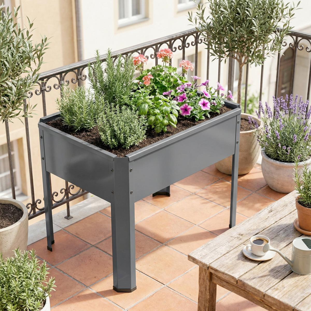 Hochbeet Vcm Hochbeet "balora M" - Schwarz, Modern, Metall (50/45/40cm)