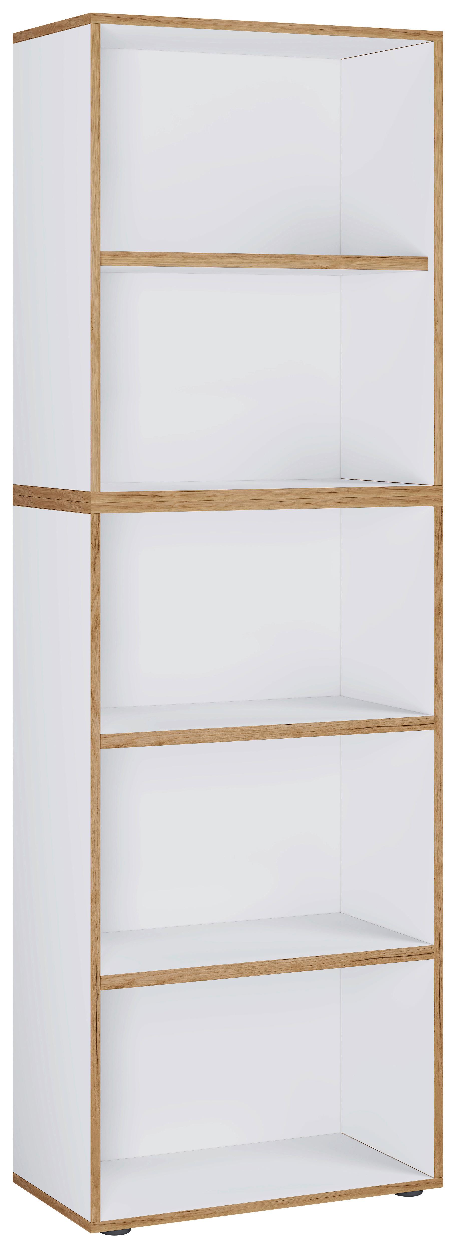 Pisarniški Regal Salia B60, Bela, Barva Hrasta - črna/bela, Design, umetna masa/leseni material (60/183/33cm) - MID.YOU