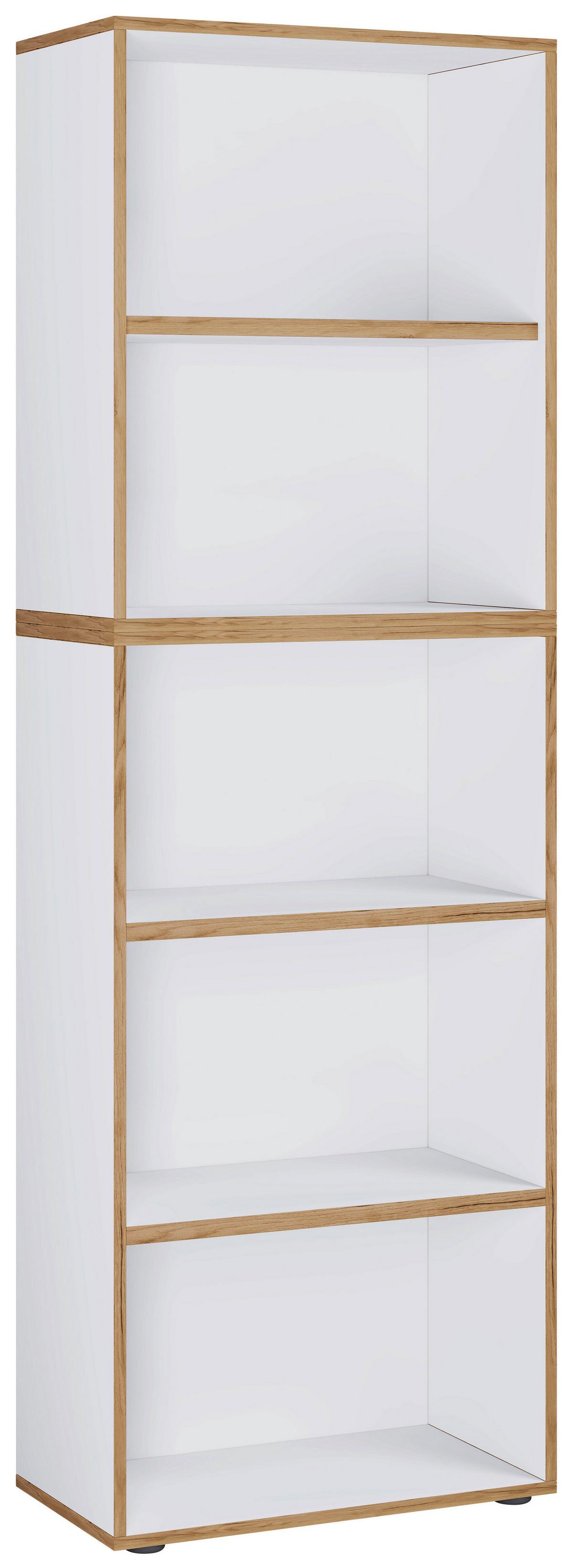 Pisarniški Regal Salia B60, Bela, Barva Hrasta - črna/bela, Design, umetna masa/leseni material (60/183/33cm) - MID.YOU