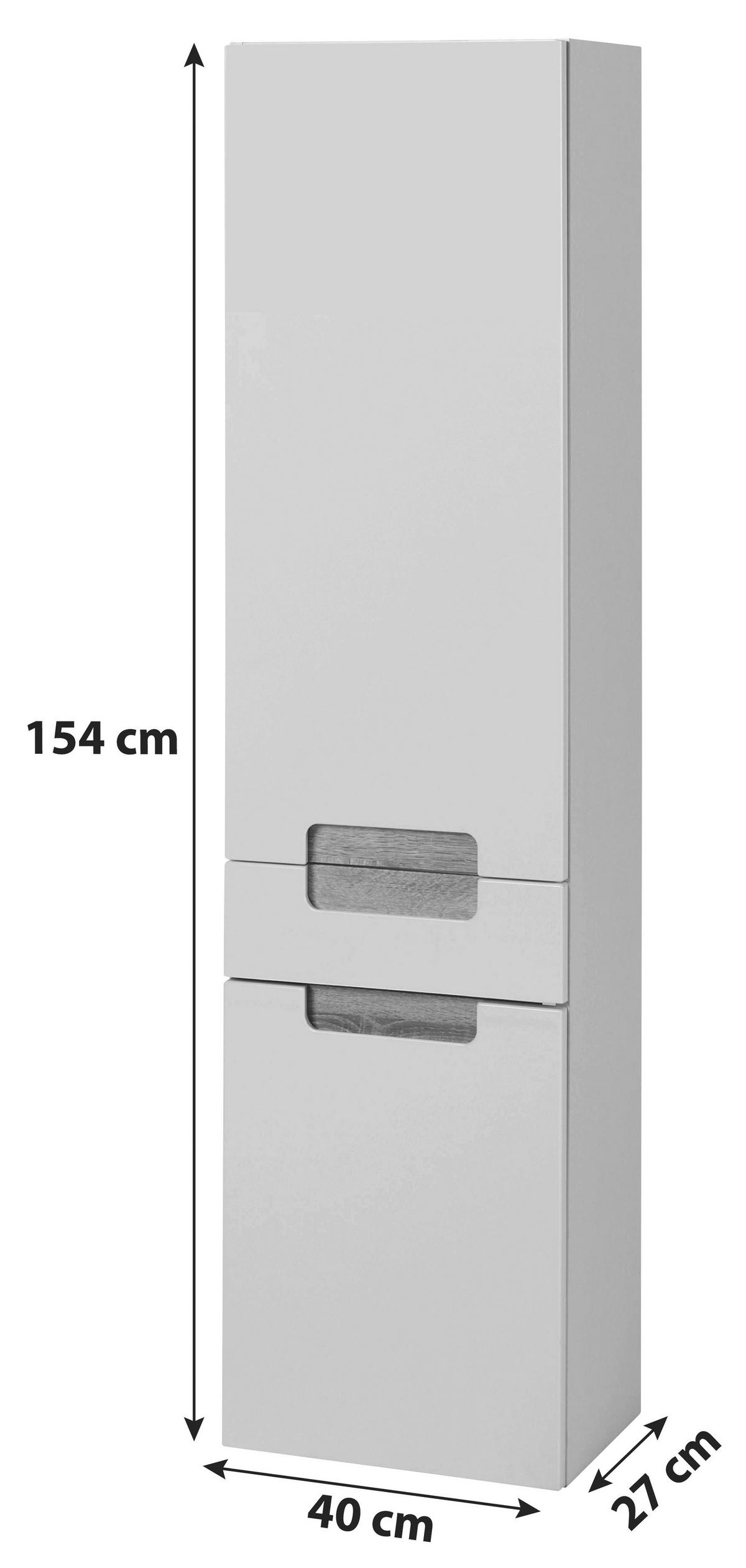 Hochschrank in Weiss/Eiche Sonoma 'Siena' - Weiß/Sonoma Eiche, MODERN, Holzwerkstoff (40/154/27cm) - Held