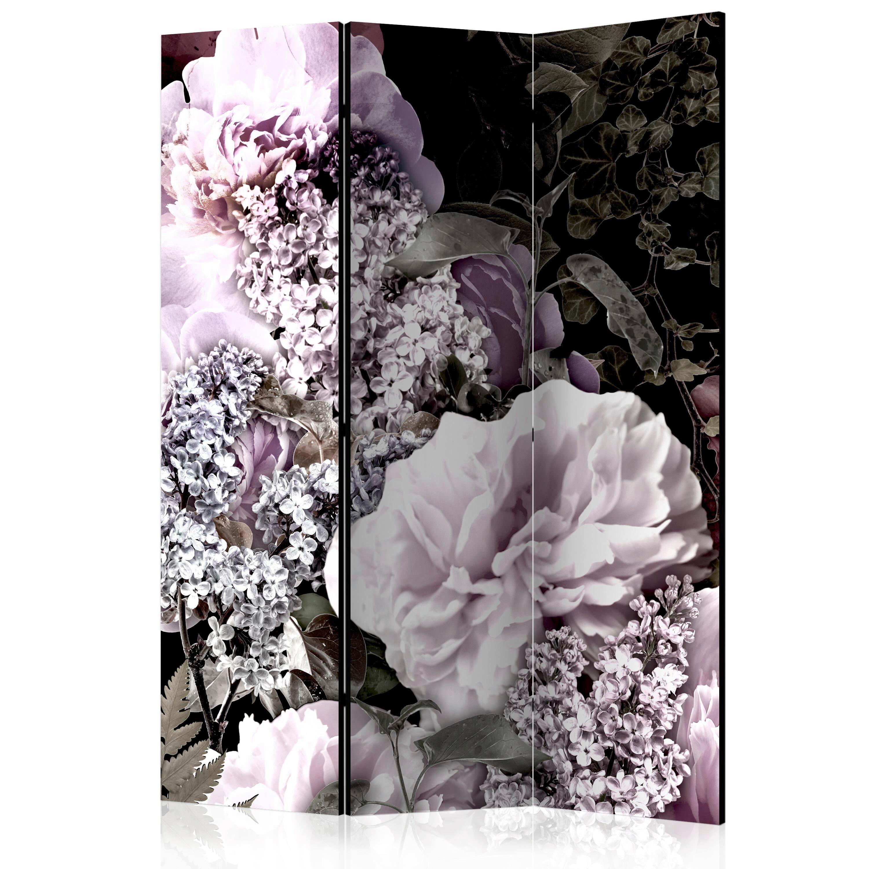 Paravan Vintage Garden, 3-Delni, Dvostranski - magenta/barve bezga, Basics, tekstil/les (135/172/3cm) - artgeist