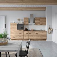 Küchenblock Structura Low m. Geräten Eiche dunkel - Eiche dunkel/Eichefarben, MODERN, Holzwerkstoff/Metall (330cm) - Nobilia