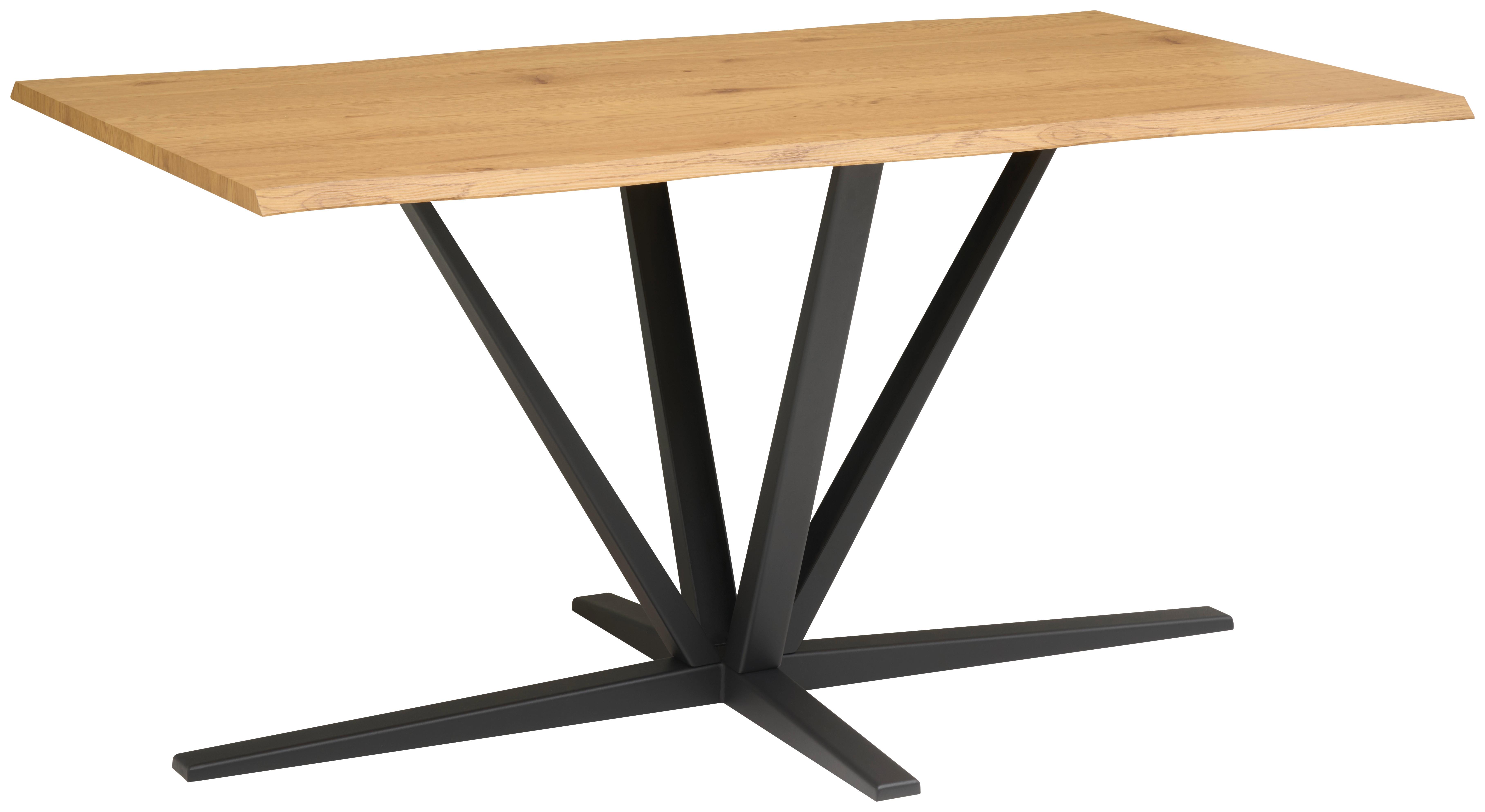 Jedilna Miza Pim, Barve Hrasta, 160x90 - črna/barve hrasta, Moderno, kovina/leseni material (160/90/76cm) - MID.YOU