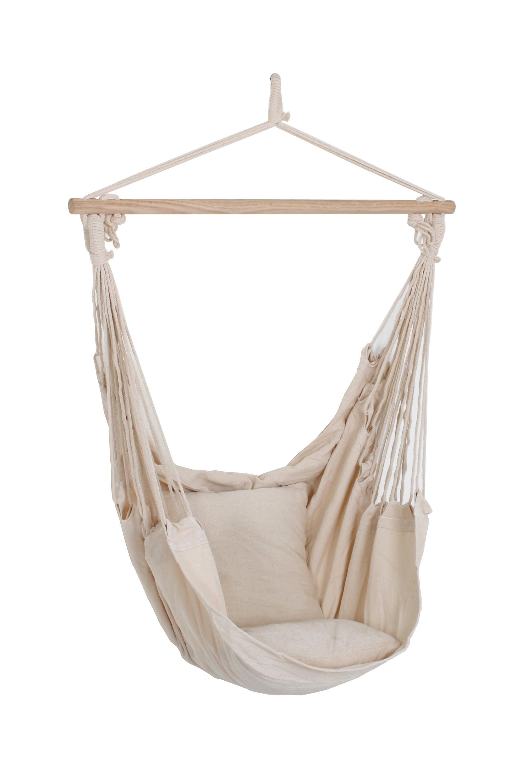 Hängesessel Tobago ca. 90x120 cm Beige - Beige/Braun, Trend, Holz/Textil (90/120/60cm)