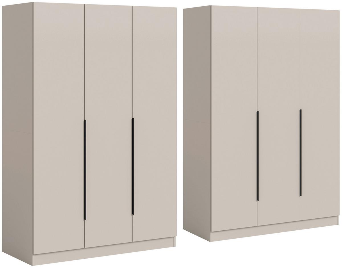 Drehtürenschrank KOPENHAGEN Kaschmir - Kaschmir/Schwarz, MODERN, Holzwerkstoff/Kunststoff (240/181/52cm) - Livetastic