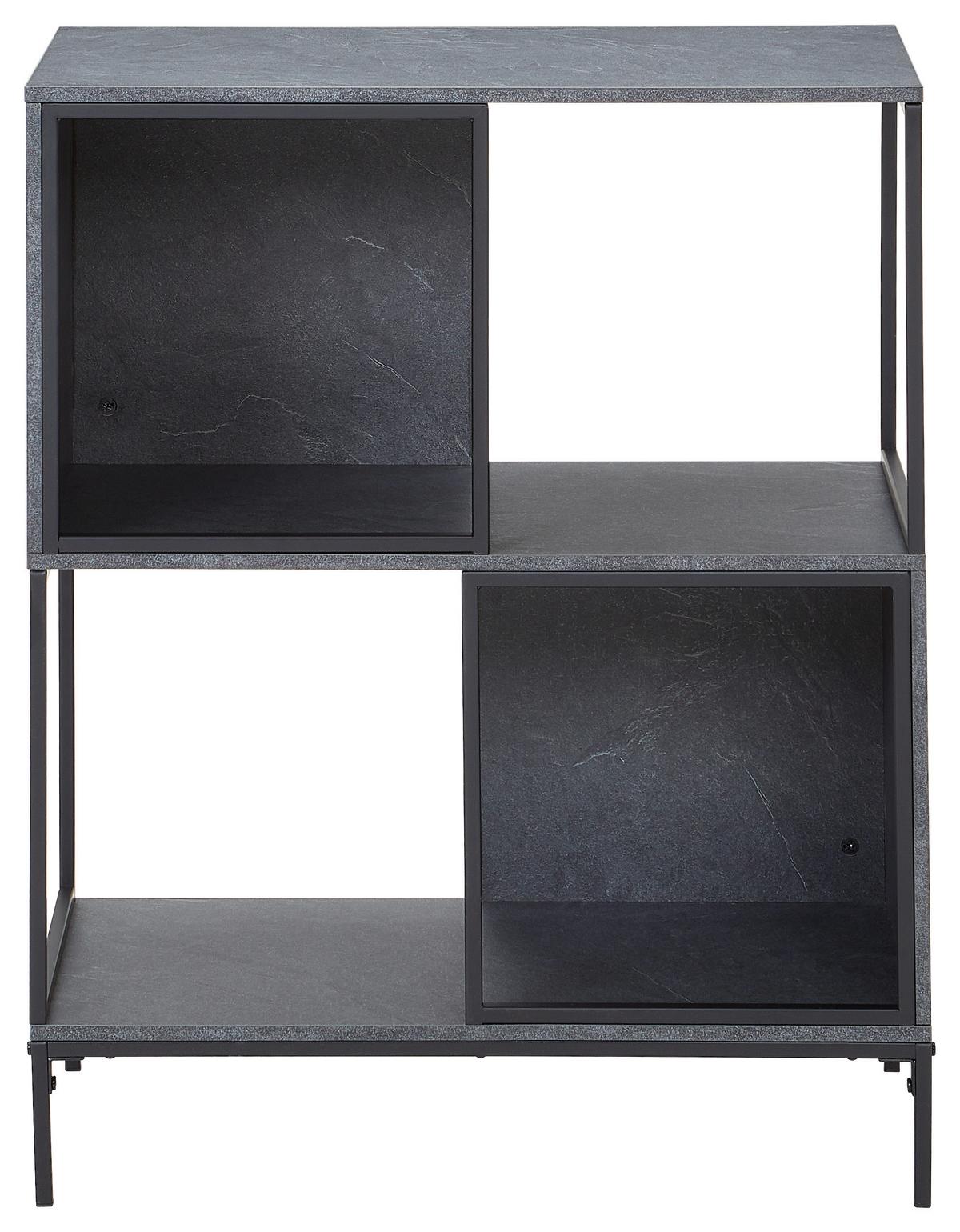 REGAŁ SEVILLA - czarny/szary, Modern, materiał drewnopochodny/metal (70/86/35cm) - PBJ