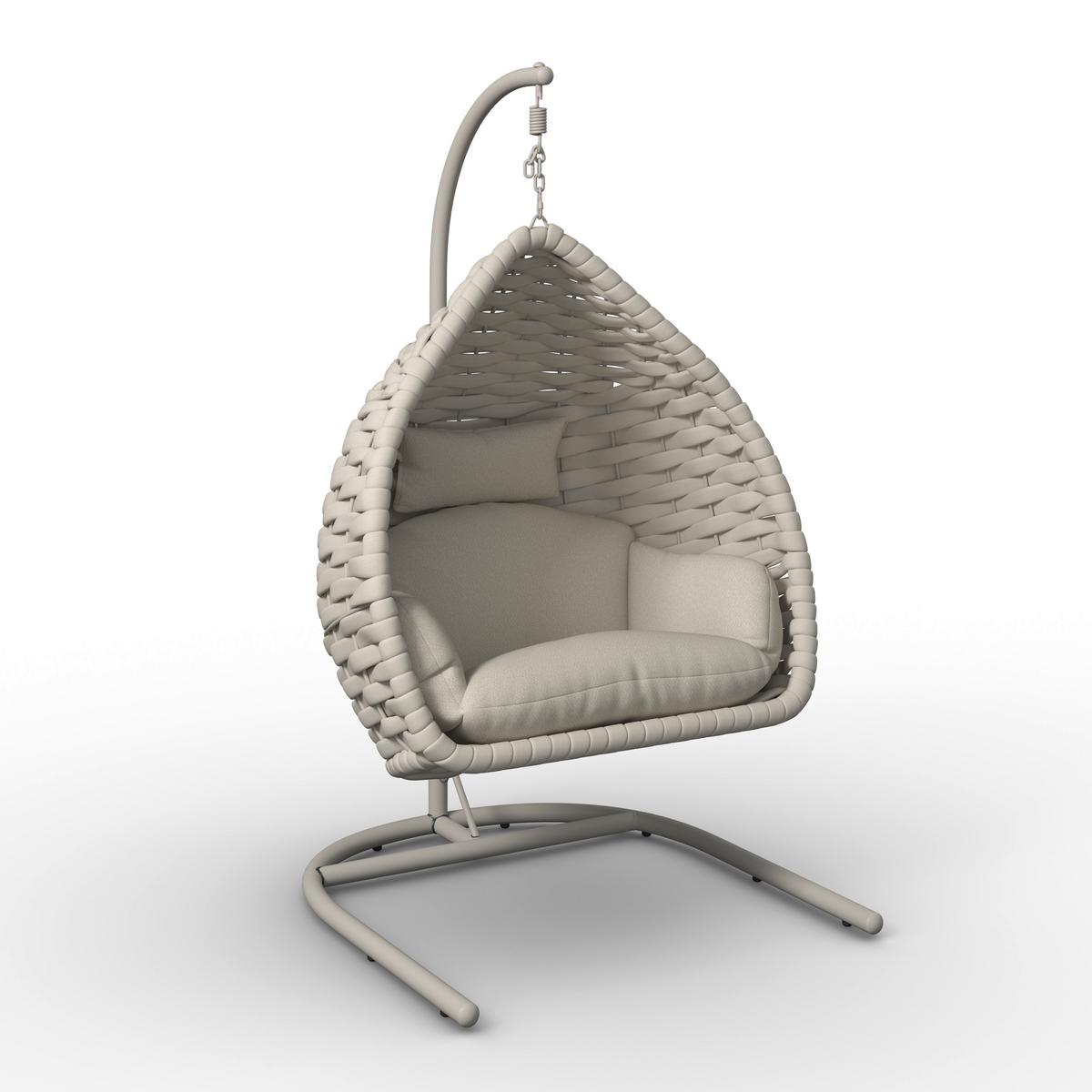 Hängesessel Sasa Creme Outdoorstoff/Metall/Kunststoff - Creme, MODERN, Kunststoff/Textil (115/200/118cm) - Bessagi Garden