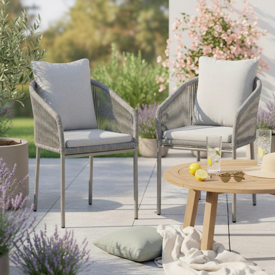 TRÄDGÅRDSSTOLAR SET PEPE - grå/svart, Modern, metall/plast (55/83/62cm) - Bessagi Garden