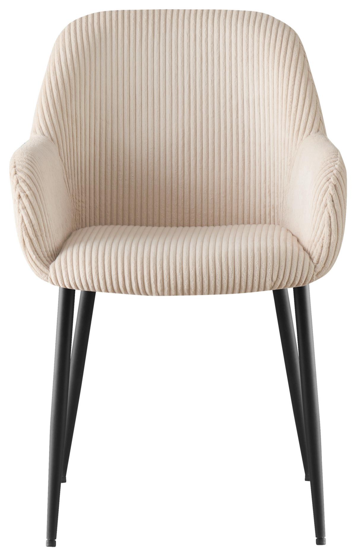 KRZESŁO Z PODŁOKIETNIKAMI JESSY - beżowy/czarny, Design, metal/tkanina (57/85/60cm) - Xora