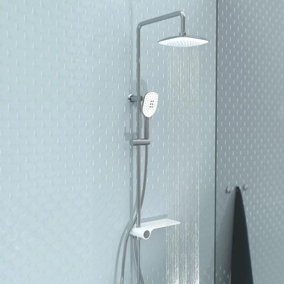 Überkopfbrauseset aus Kunststoff in Chromfarben - Chromfarben, Kunststoff (113cm) - Schütte