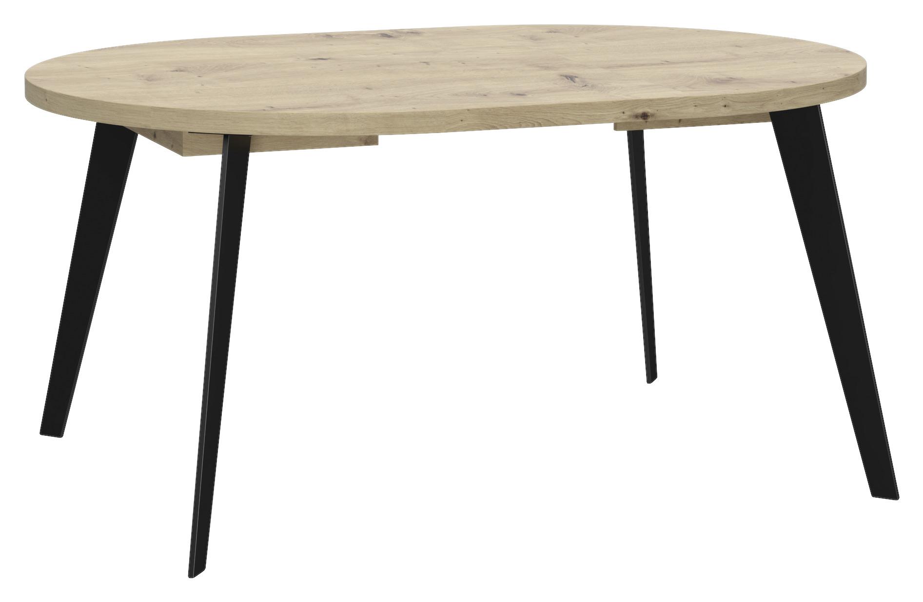 Kihúzható Asztal Toby - fekete/Artisan tölgy, Modern, faalapú anyag/fém (110/74,5/110cm)