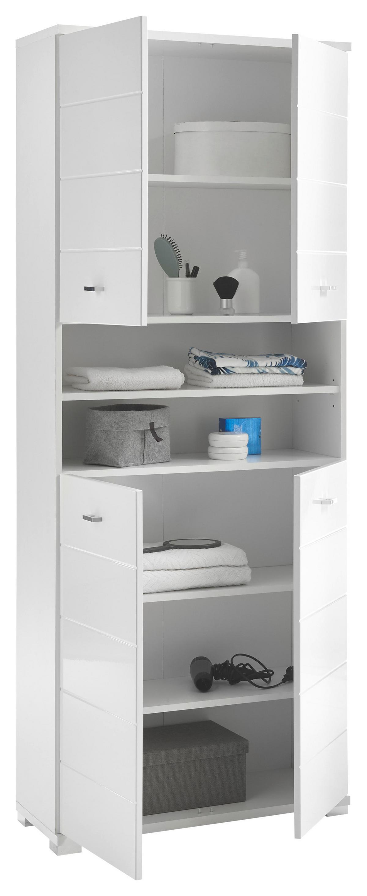 Visoka Omara Pool, Bela, Stoječa - srebrne barve/bela, Basics, umetna masa/leseni material (76/190/31cm) - Modern Living