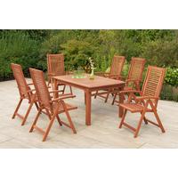 Gartentischgruppe Cordoba 7-tlg. Echtholz - Eukalyptusholzfarben, KONVENTIONELL, Holz - Gardenson