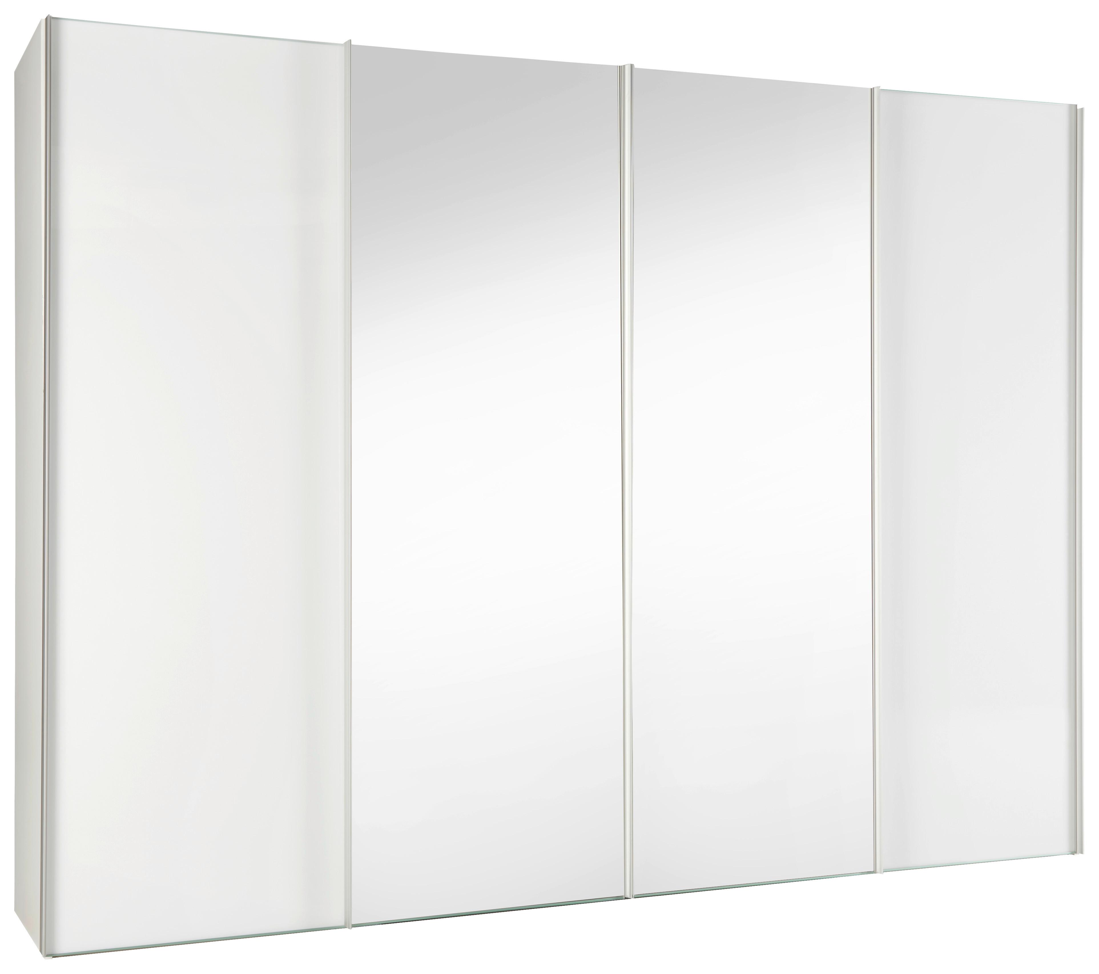 Schwebetürenschrank in Weiss - Weiss/Alufarben, Modern, Glas/Holzwerkstoff (298/222/68cm) - Premium Living