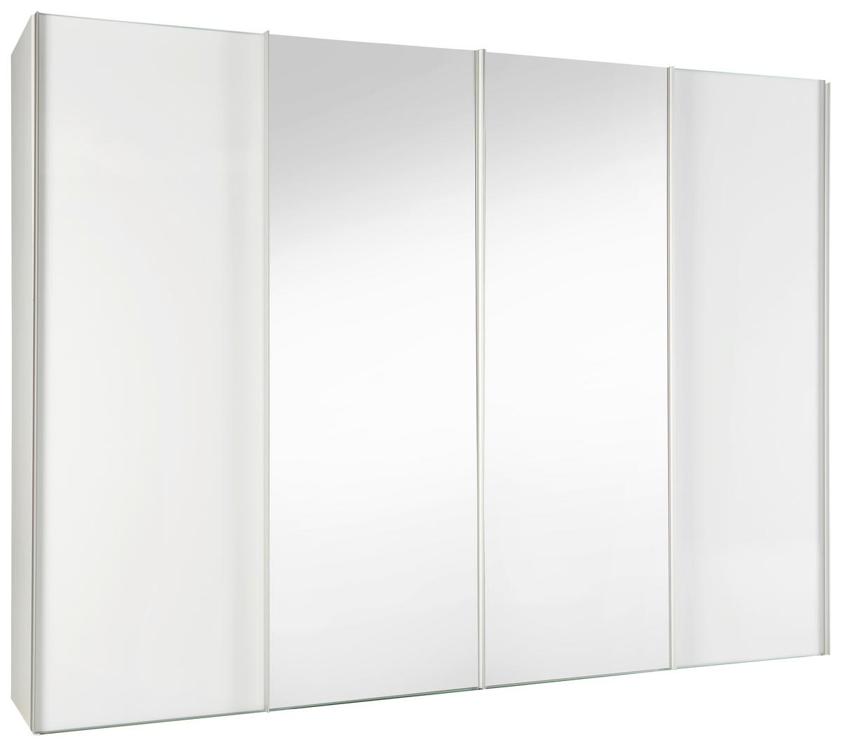 Schwebetürenschrank Sonate Rom in Weiß ca. 298x222x68cm - Alufarben/Weiß, MODERN, Glas/Holzwerkstoff (298/222/68cm) - Premium Living