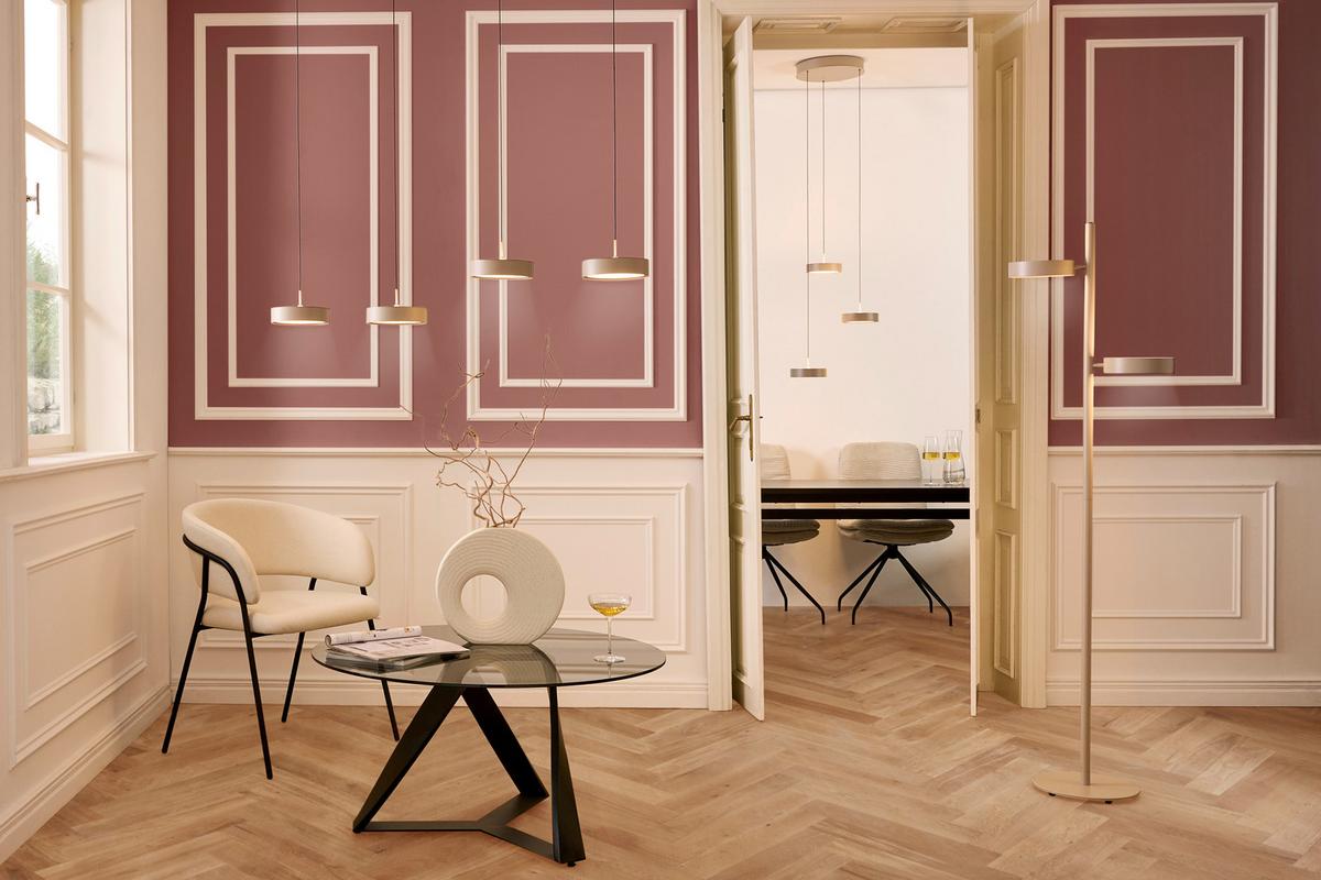 LAMPA WISZĄCA LED BELLEVUE *DK* - kolor piaskowy, Design, metal (46.5/180cm) - Dieter Knoll