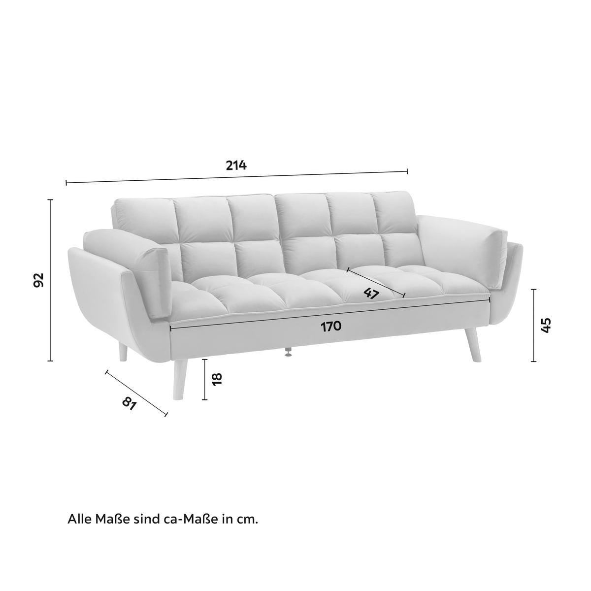 Schlafsofa Cora Grau Samt - Naturfarben/Grau, MODERN, Holz/Textil (214/92/81cm) - Bessagi Home