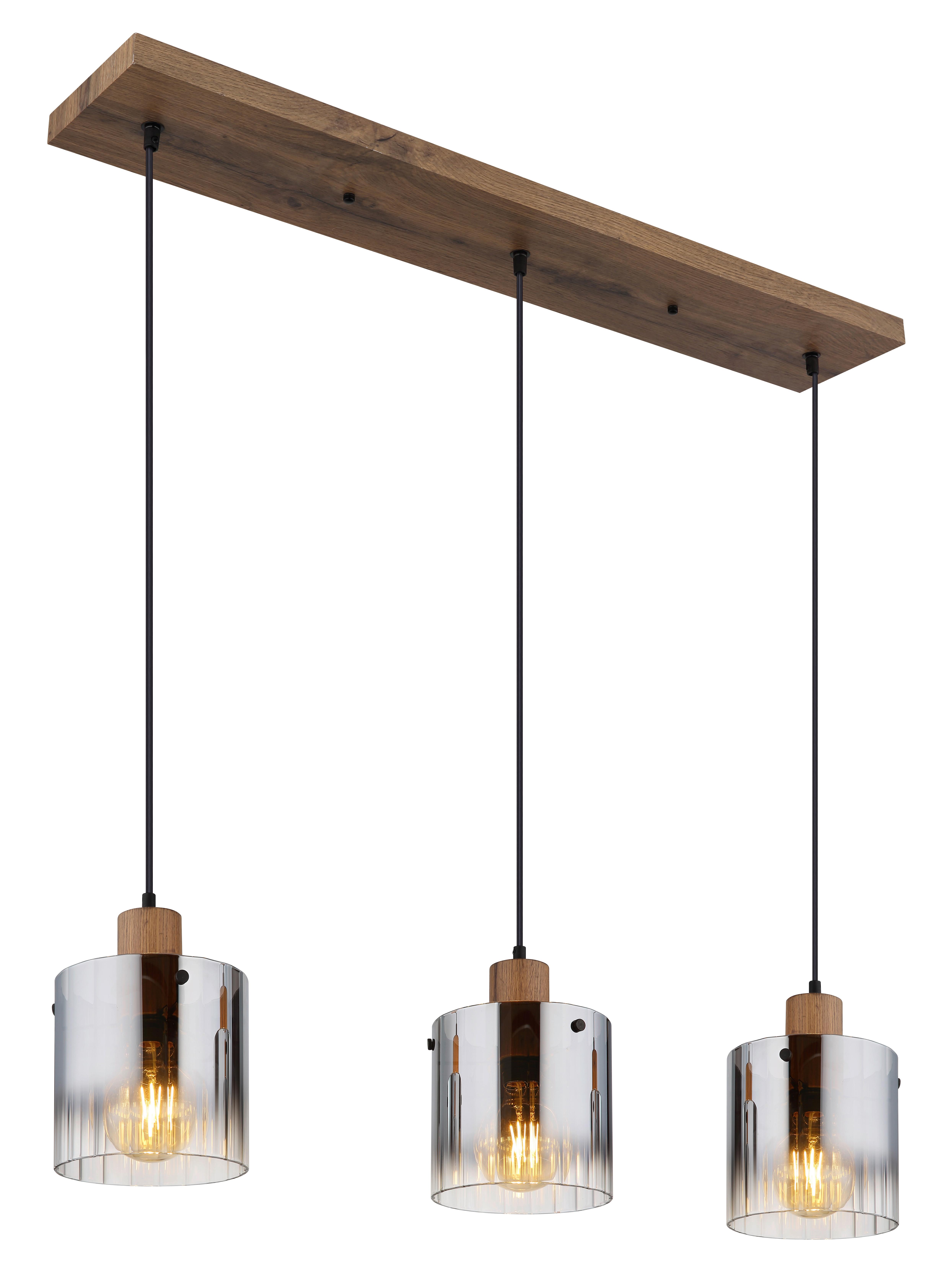 Viseća Svjetiljka Tamno Smeđa Boja - tamno smeđa/crna, Natur, staklo/drvni materijal (100/18/120cm) - Globo