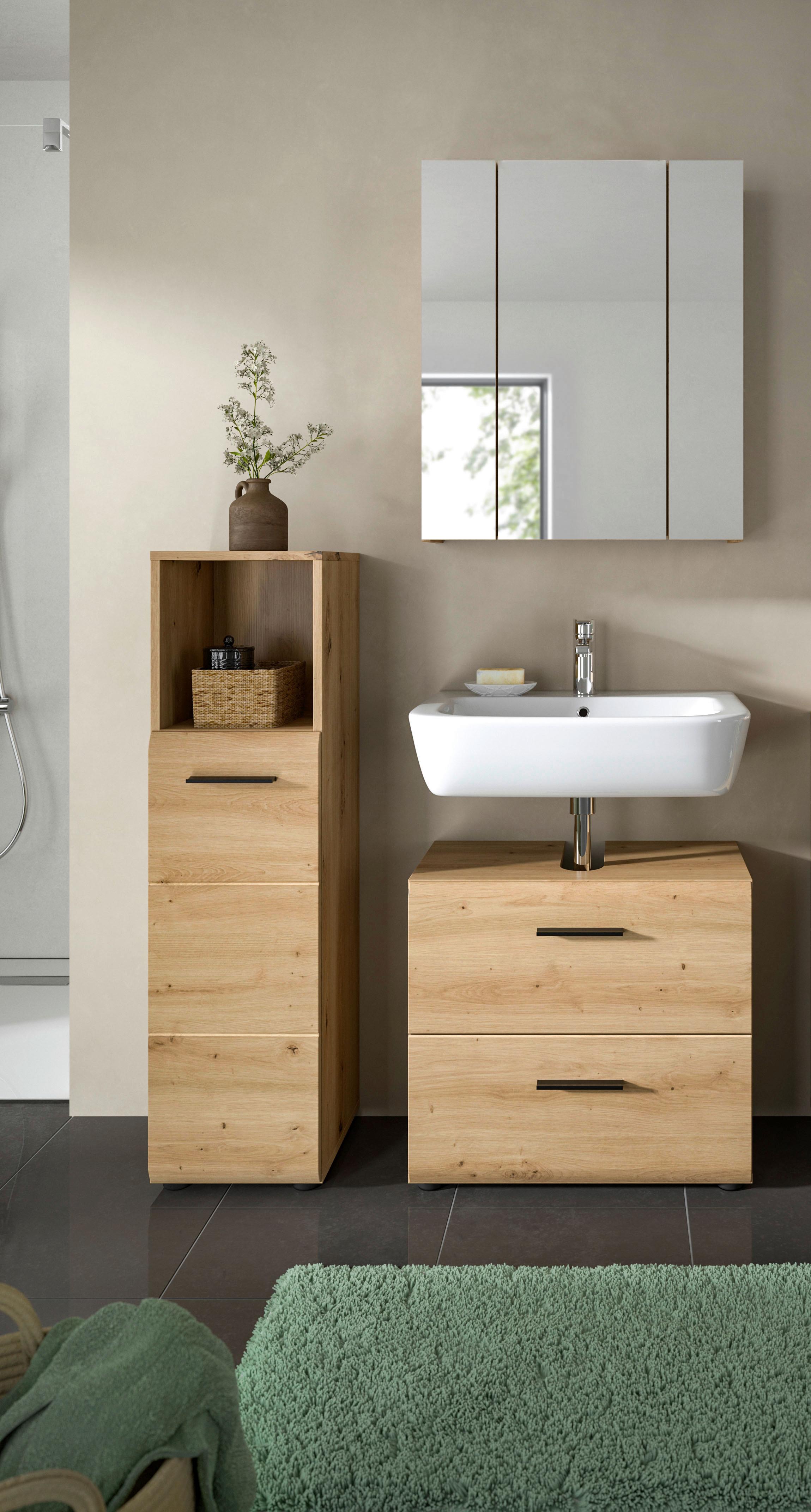 BADEZIMMER ICE - Schwarz/Eiche Artisan, Basics, Holzwerkstoff/Kunststoff (90cm) - MID.YOU