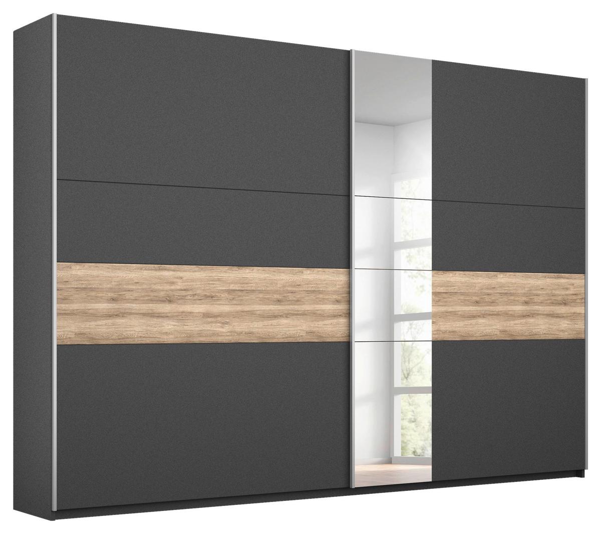 DULAP USI CULISANTE BORNEO - culoare lemn stejar/gri, Basics, material pe bază de lemn (261/210/59cm) - Modern Living