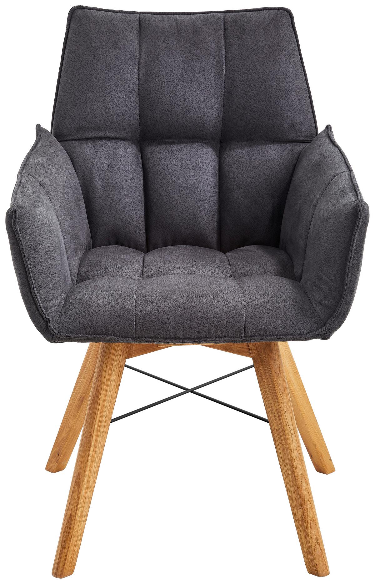 KRZESŁO Z PODŁOKIETNIKAMI BARBADOS - kolor dębowy/czarny, Design, drewno/tkanina (61/87/63cm) - Waldwelt