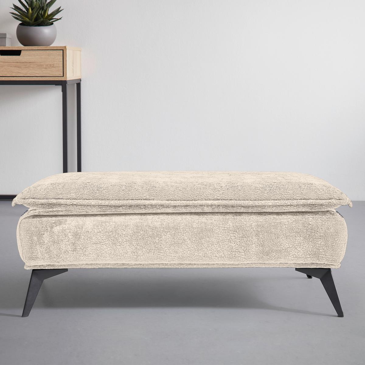 Hocker Ottawa Beige Strukturstoff - Beige/Schwarz, MODERN, Textil/Metall (122/47/68cm) - Premium Living