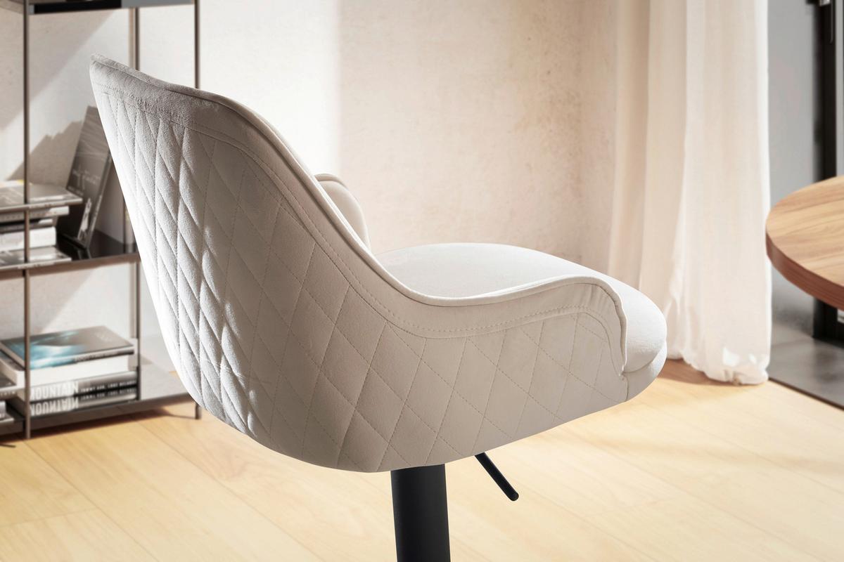 TABOURET DE BAR WL7.008 - Beige/Schwarz, Design, Textil/Metall (45/106/45cm) - MID.YOU