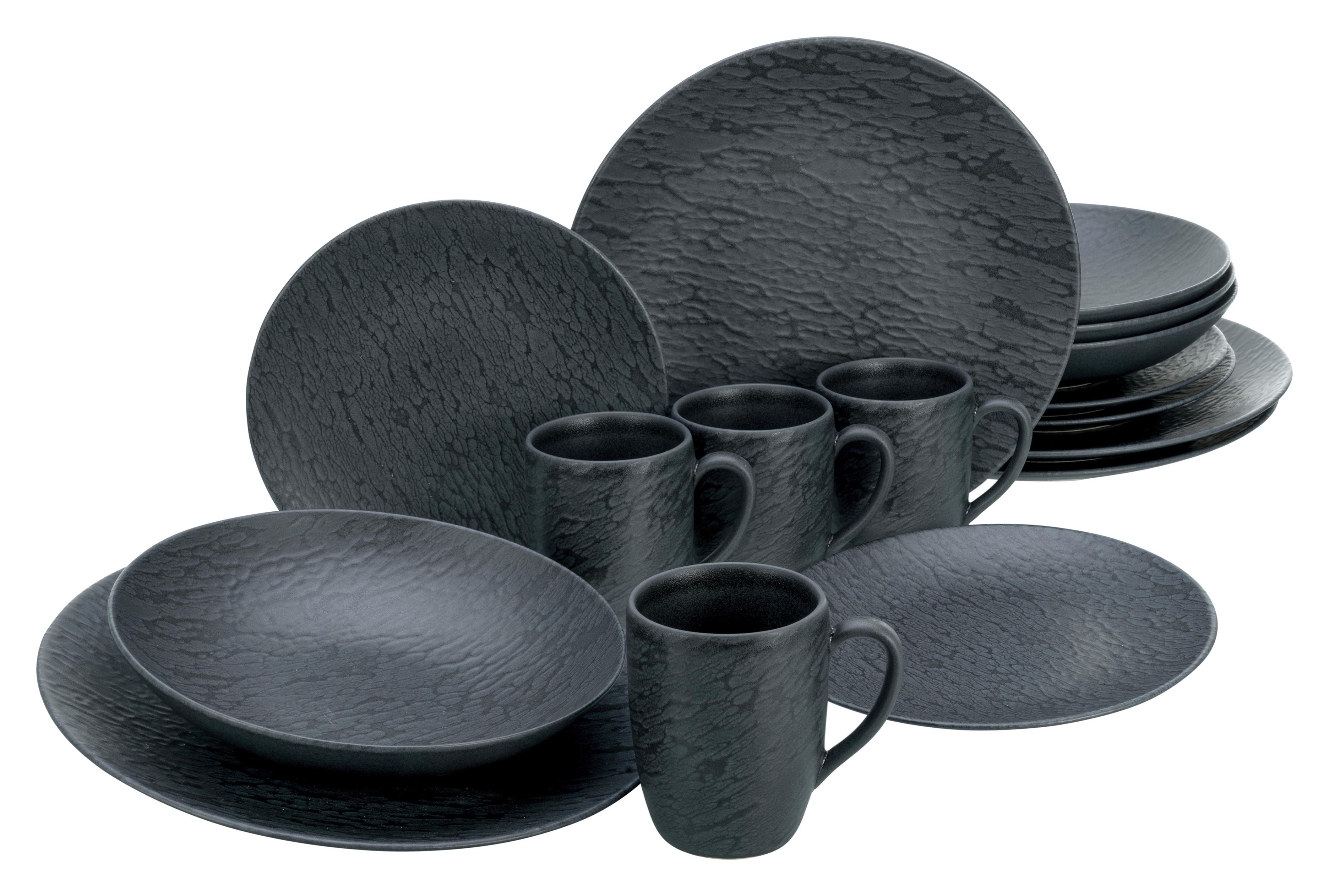 Kombiservice Schwarz, 16-teilig - Schwarz, Trend, Keramik - Creatable