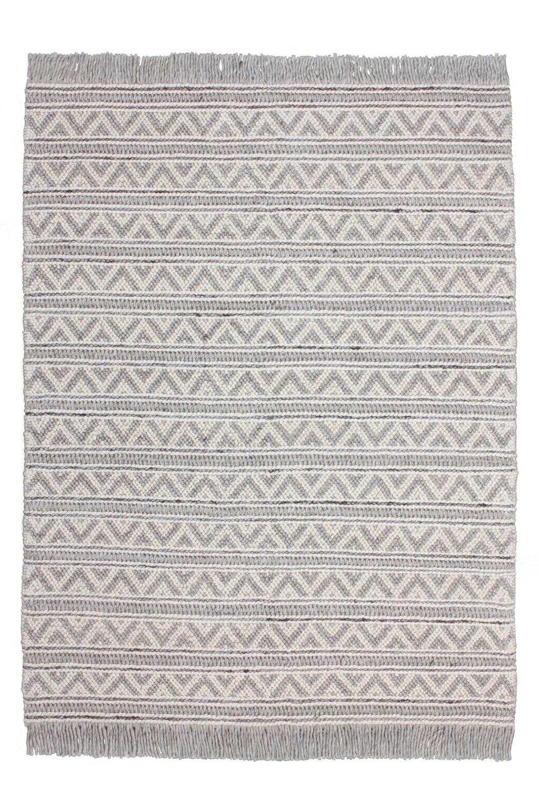 Flachwebeteppich Natura 410 Natural/silb160x230 - Silberfarben/Naturfarben, Basics, Textil (160/230cm) - Kayoom