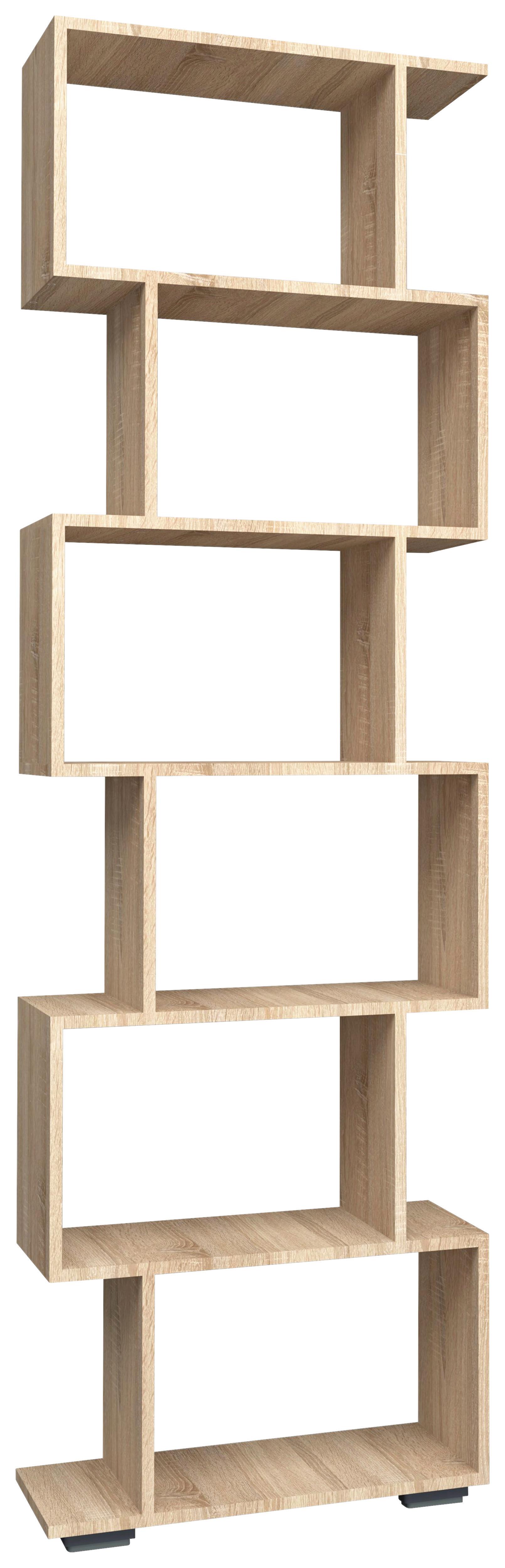 Regal Palusa L - Silberfarben/Sonoma Eiche, Design, Holzwerkstoff/Kunststoff (60/196/24cm) - MID.YOU