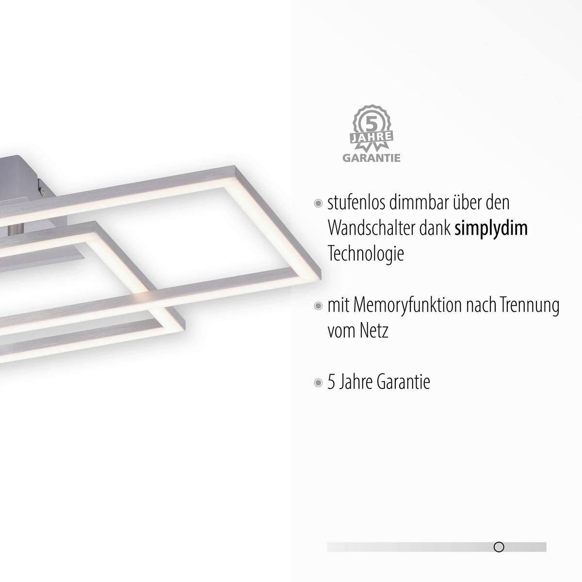 LED-Deckenleuchte Iven max. 31 Watt - Alufarben, Design, Kunststoff/Metall (54/33,5/7,5cm)