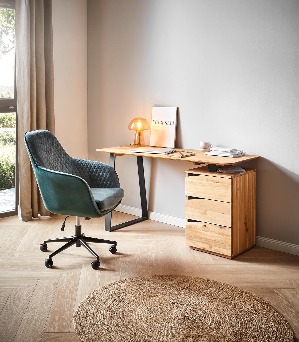 BIURKO LYNX -LINEA NATURA- - dąb dziki/czarny, Natur, metal/drewno (140/65/75cm) - Linea Natura