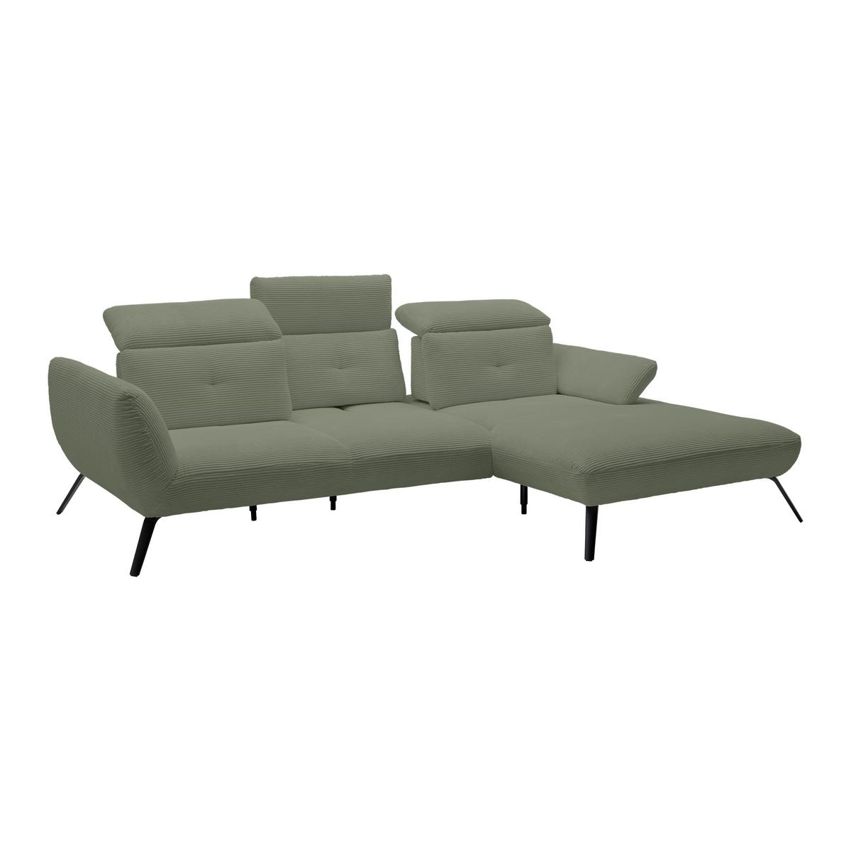 Wohnlandschaft Seattle Olivgrün - Schwarz/Olivgrün, MODERN, Holzwerkstoff/Textil (301/196cm) - Premium Living