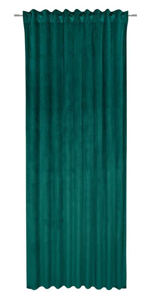 Fertigvorhang Bianca Samtoptik ca. 140x245cm - Dunkelgrün, KONVENTIONELL, Textil (140/245cm) - Modern Living