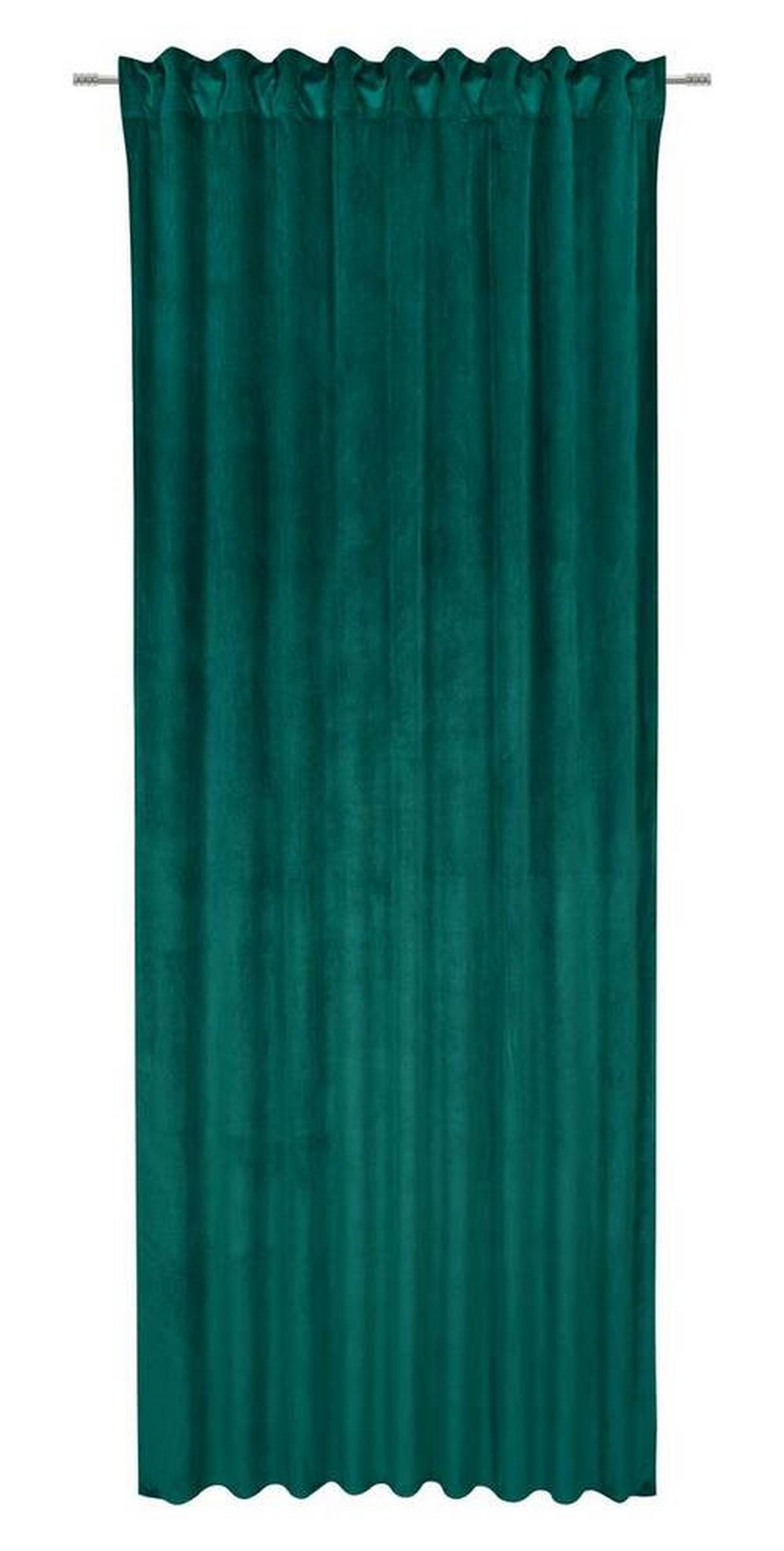 Fertigvorhang Bianca Samtoptik ca. 140x245cm - Dunkelgrün, KONVENTIONELL, Textil (140/245cm) - Modern Living