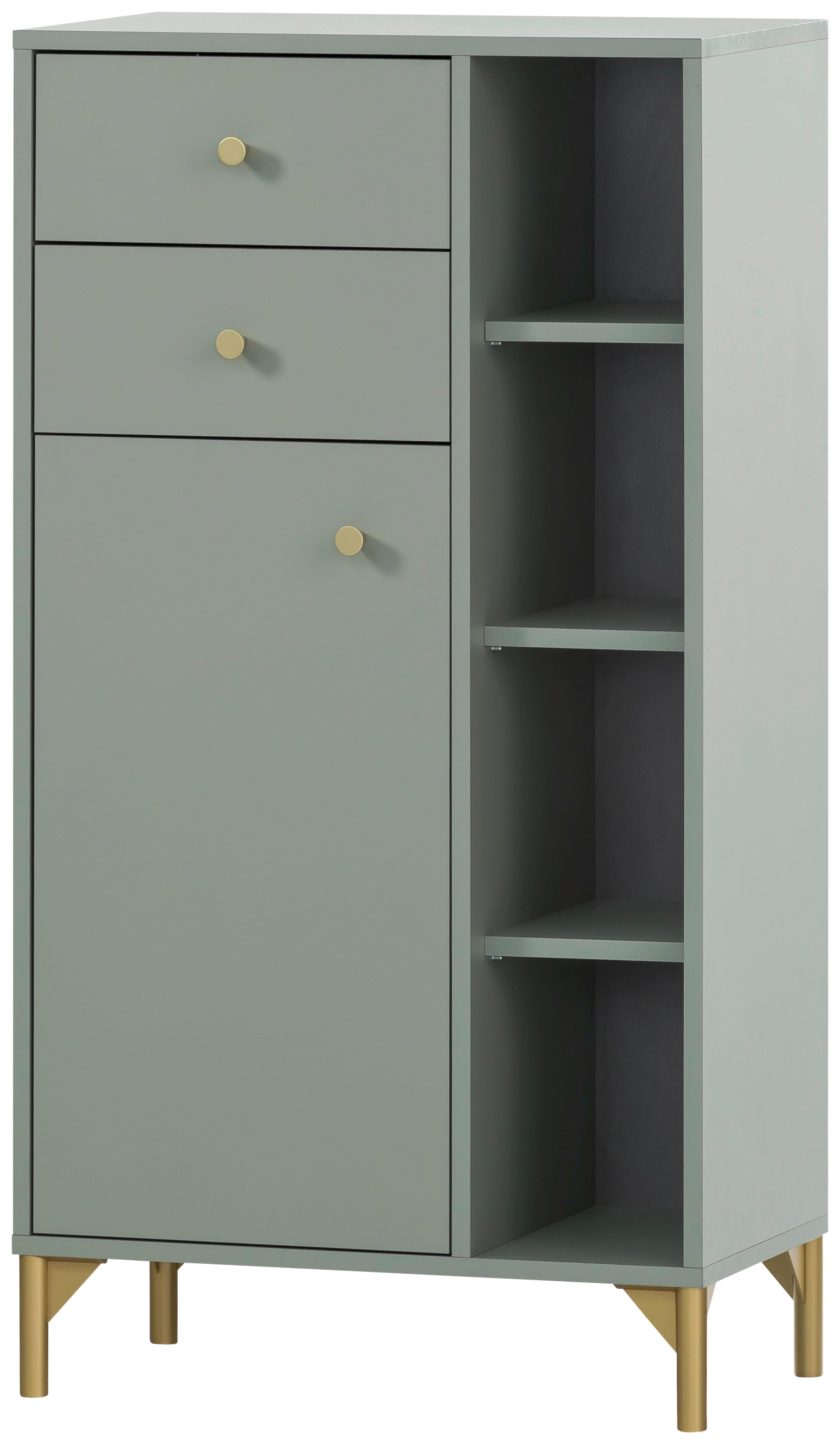 Visoka Komoda Ando, Pastelno Zelena - zlate barve/pastelno zelena, Moderno, kovina/umetna masa (60,2/114,4/33,1cm) - Stylife