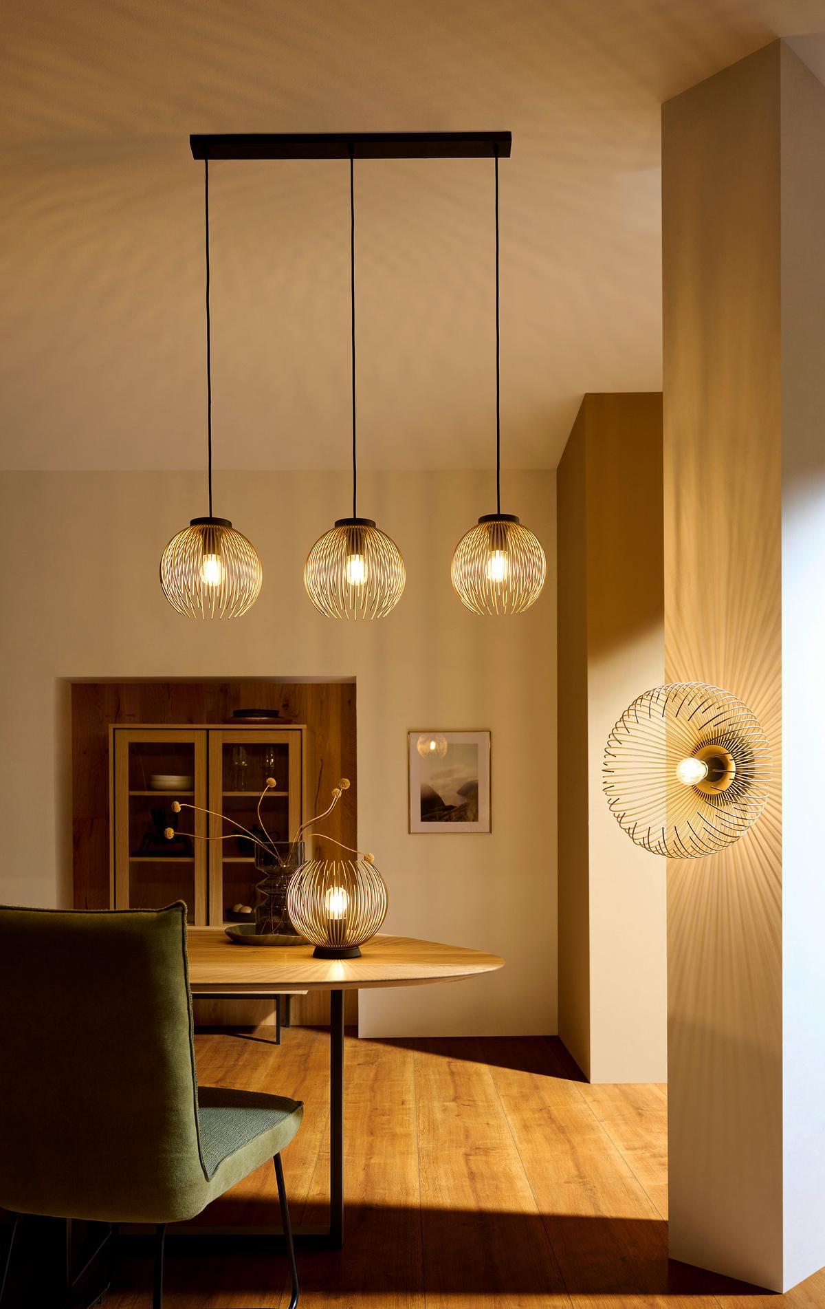 LAMPA WISZĄCA 900167* VENEZUELA - czarny/kolor złoty, Design, metal (93,5/23,5/110cm)