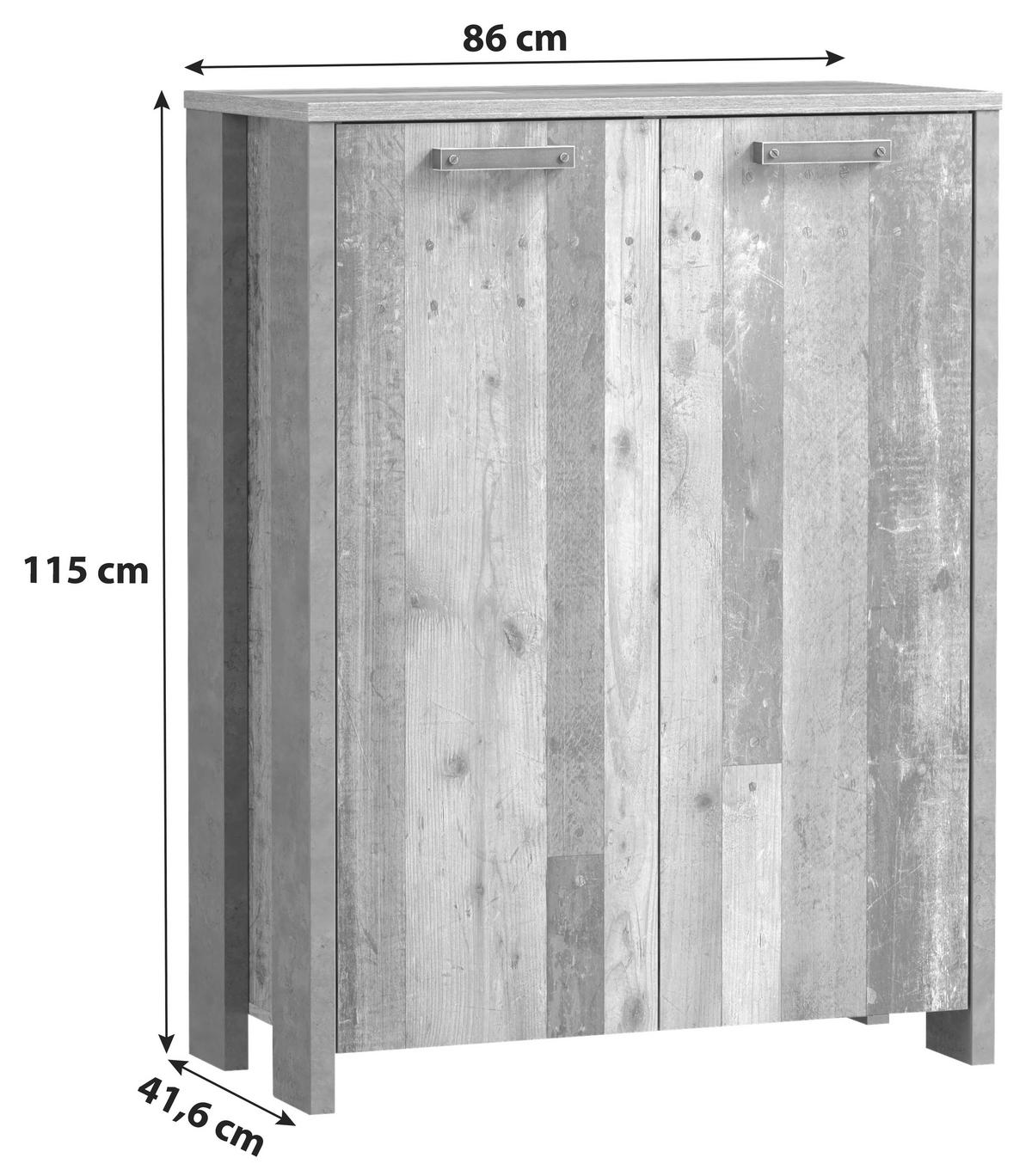Komoda Cliff, Barva Hrasta, Temno Siva - temno siva/črna, Konvencionalno, kovina/umetna masa (86,7/115,1/41,6cm) - MID.YOU
