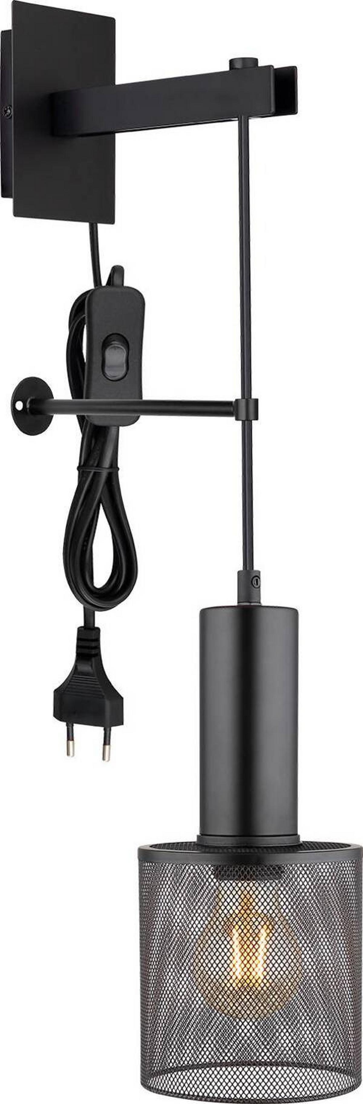 WANDLEUCHTE 15648W2 - Schwarz, Design, Kunststoff/Metall (12/23/60cm) - Globo