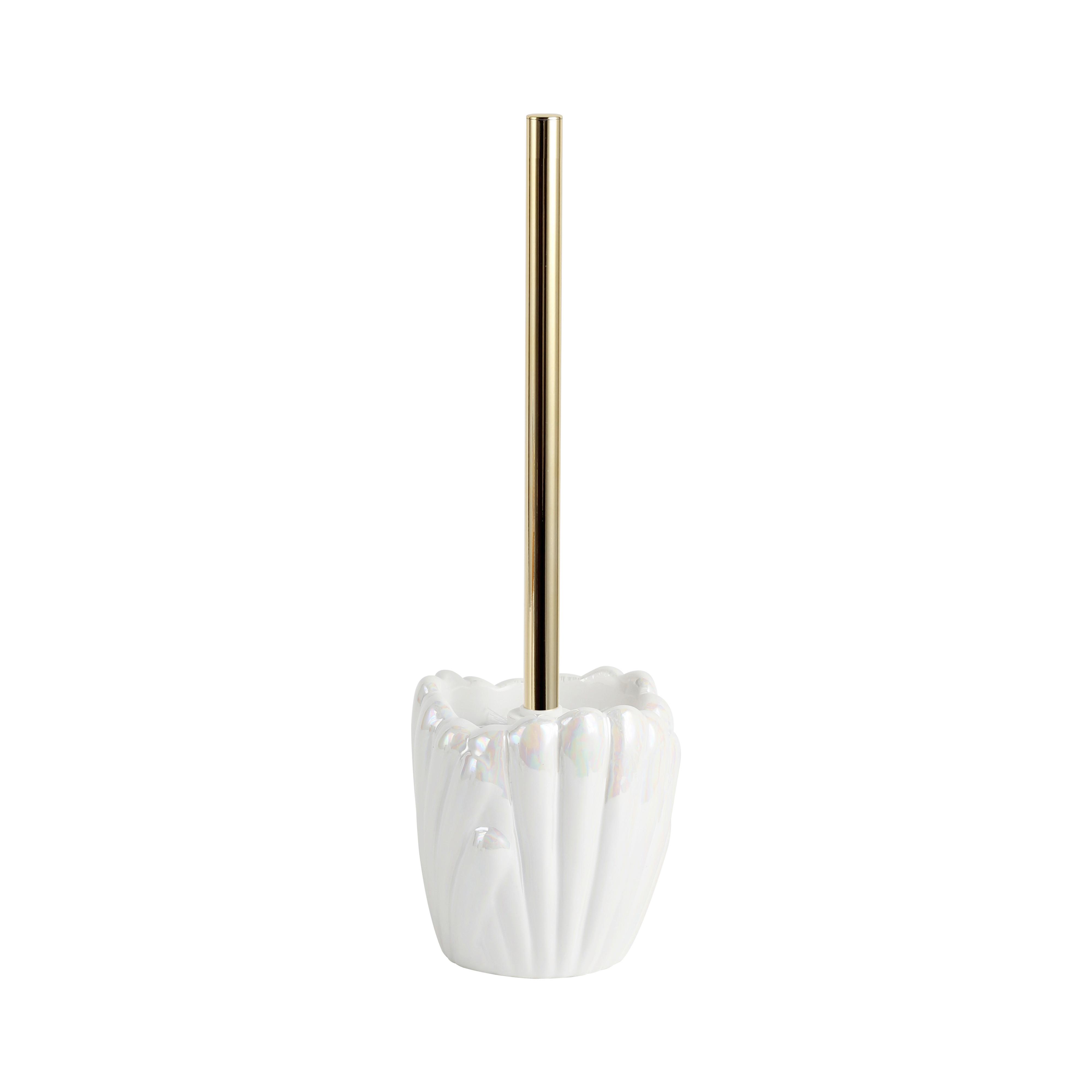 Garnitură de perie pentru WC Arielle - sidefiu/alb, Modern, ceramică/plastic (11,2/32,5cm) - Mömax