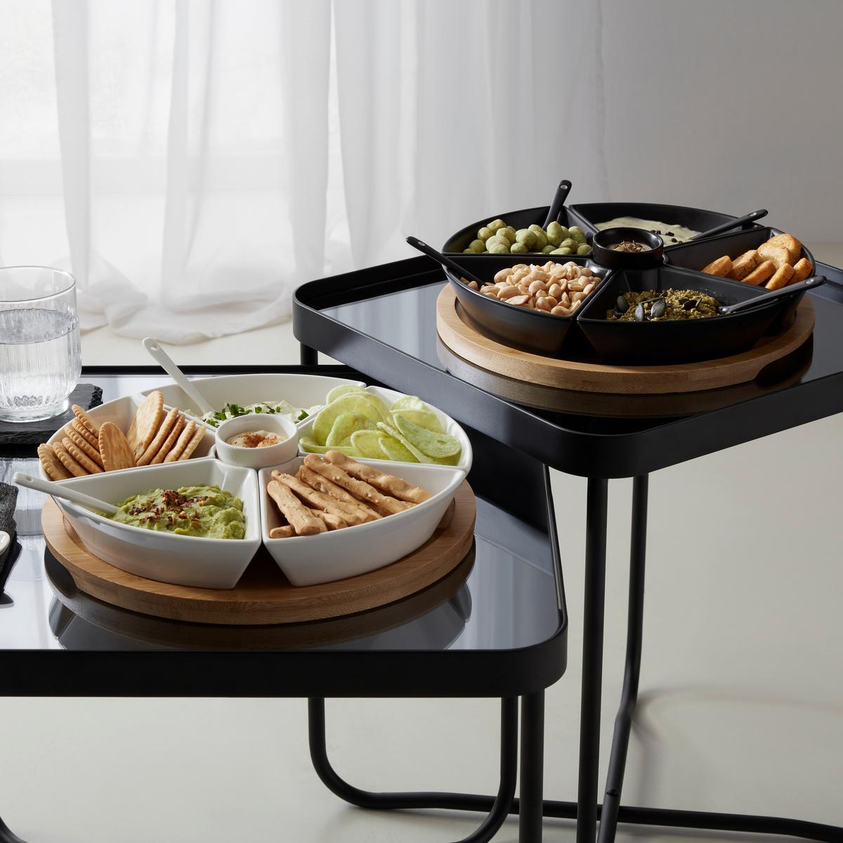 Set de boluri pentru gustări TAPAS OLIVES - alb, Modern, ceramică/lemn (28/28/6cm) - Mömax