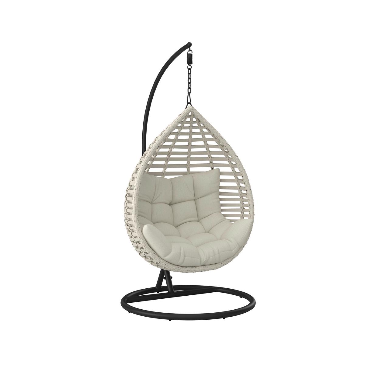HÄNGESESSEL NANCY - Dunkelgrau/Creme, Modern, Kunststoff/Textil (105/196/120cm) - Bessagi Garden