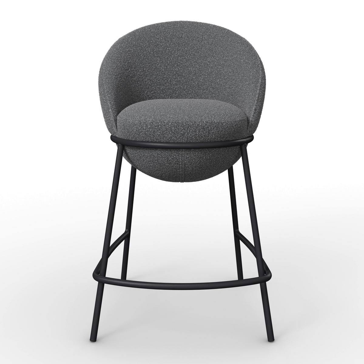 Barhocker Zoa Grau Struktur Gepolstert - Schwarz/Grau, MODERN, Holz/Textil (50/110/58cm) - Bessagi Home