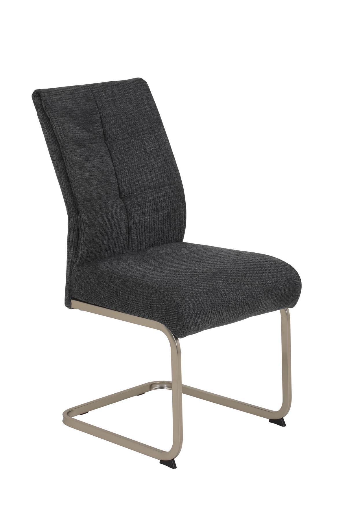 SCHWINGSTUHL-SET INES S 2ER-SET - Edelstahlfarben/Anthrazit, MODERN, Textil/Metall (50/99/66cm) - MID.YOU