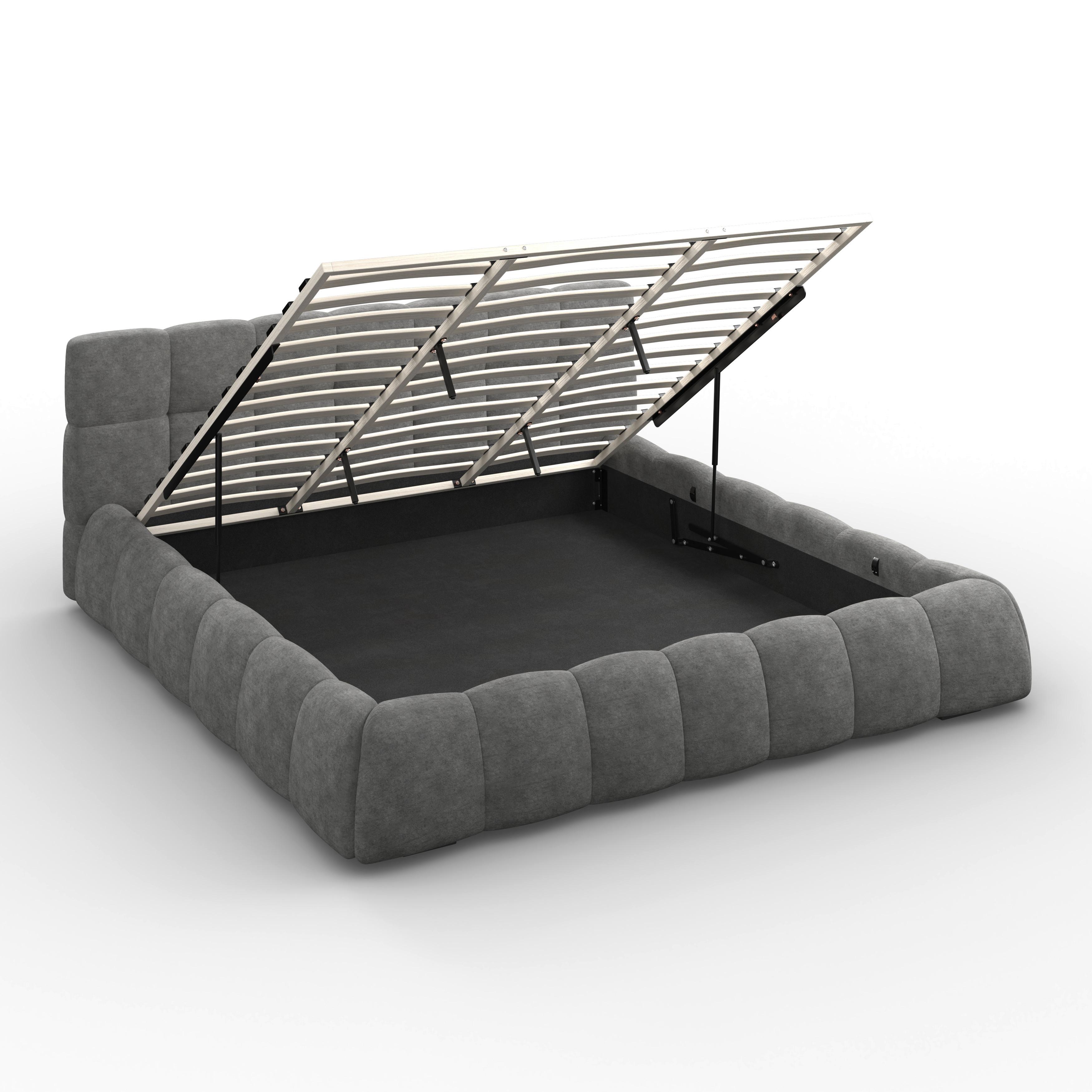 STOPPAD SÄNG MARIJA - mörkgrå/stålfärgad, Modern, metall/trä (180/200cm) - Bessagi Home