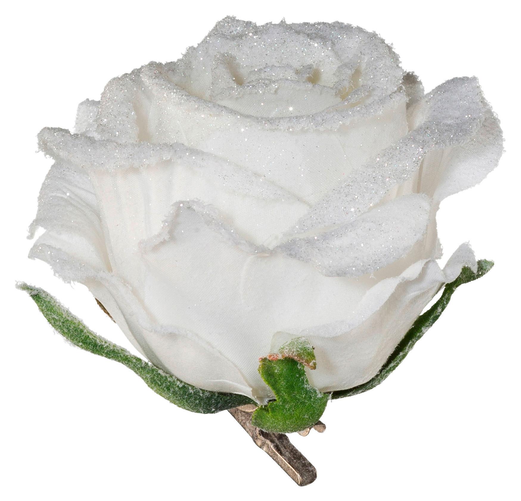 Kunstblume Rose in Weiß - Weiß, Kunststoff (8,5/10,5cm)