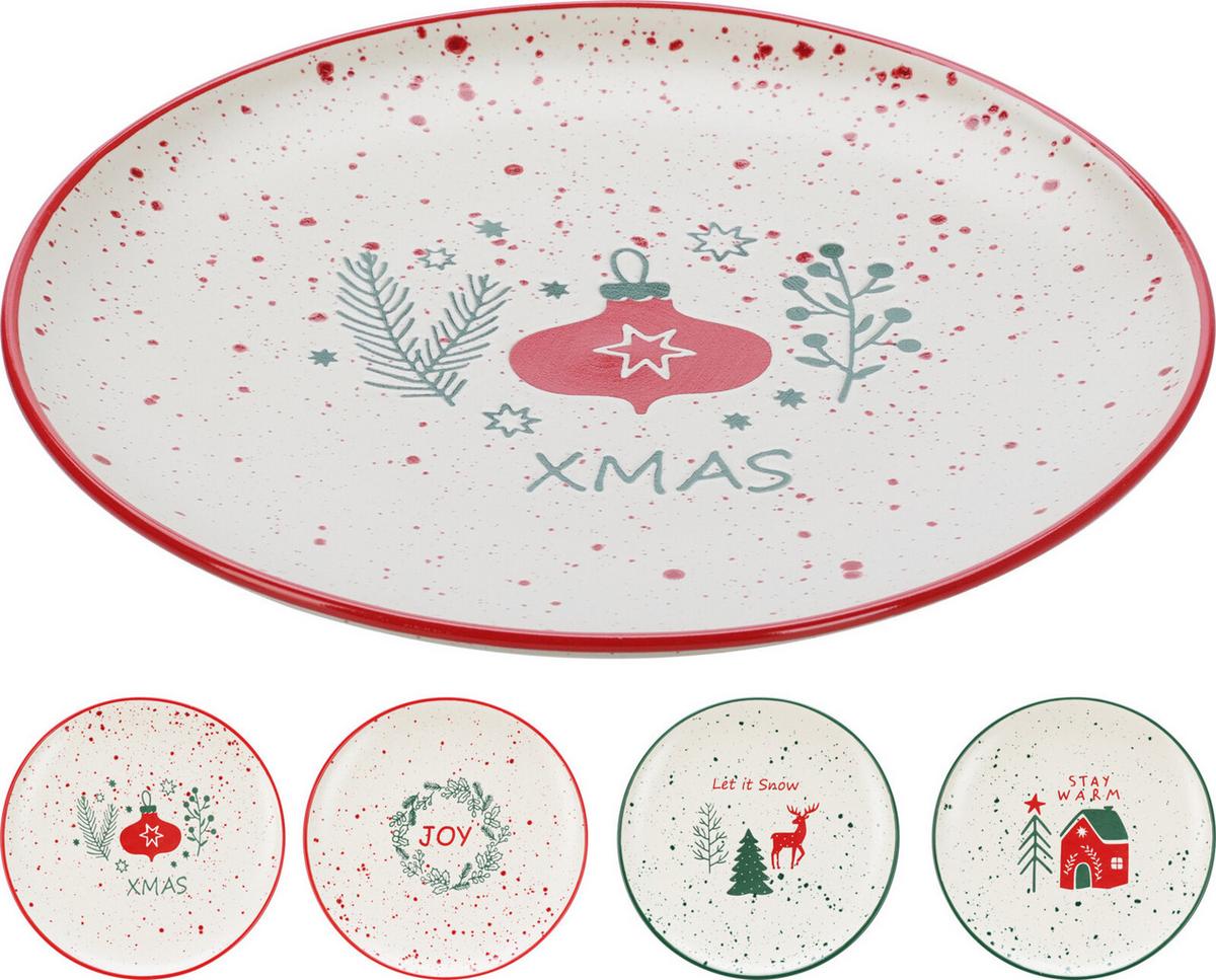 Farfurie cca. 20 cm Blis - alb/verde, Basics, ceramică (20cm)